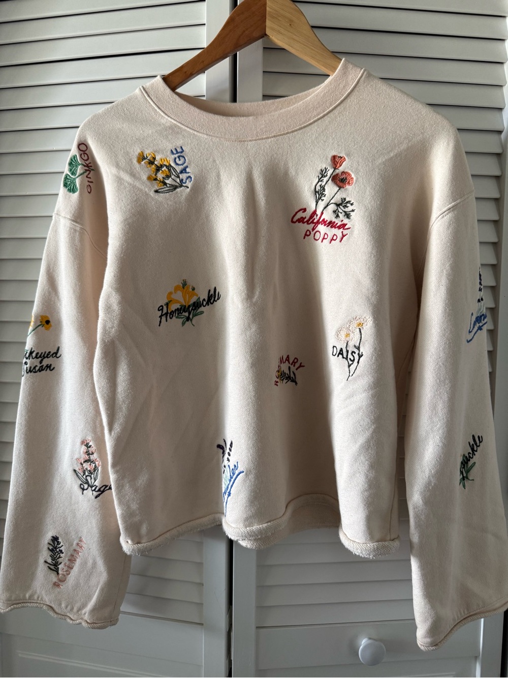 Madewell Floral Embroidered Crewneck Sweatshirt - Cream